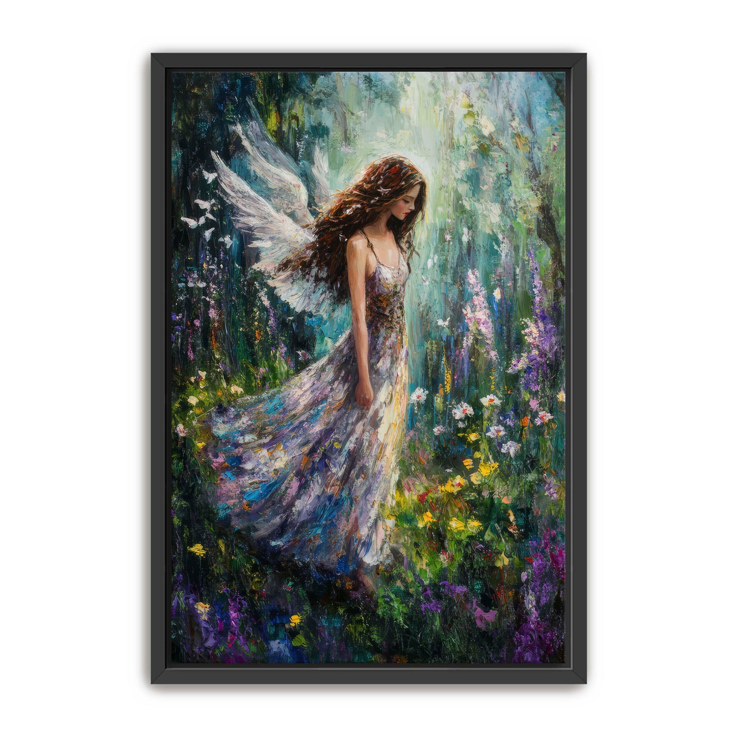 Flowers Meadow Angel Painting