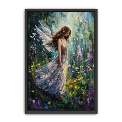 Flowers Meadow Angel Painting