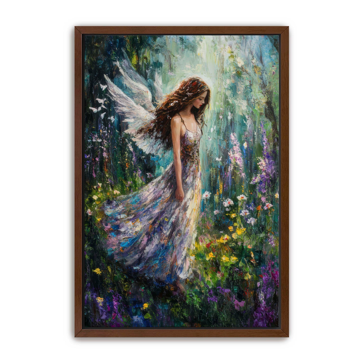 Flowers Meadow Angel Painting