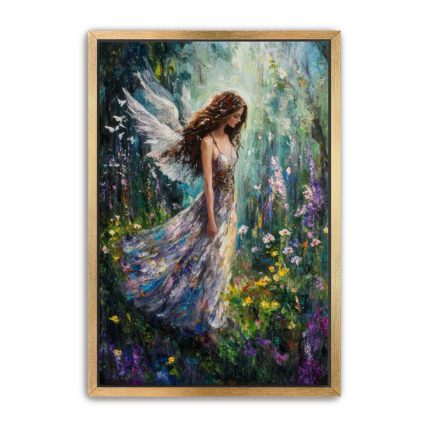 Flowers Meadow Angel Painting