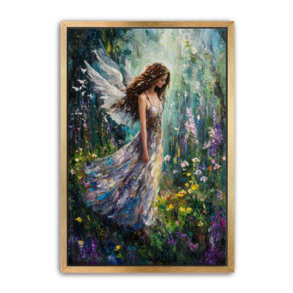 Flowers Meadow Angel Painting
