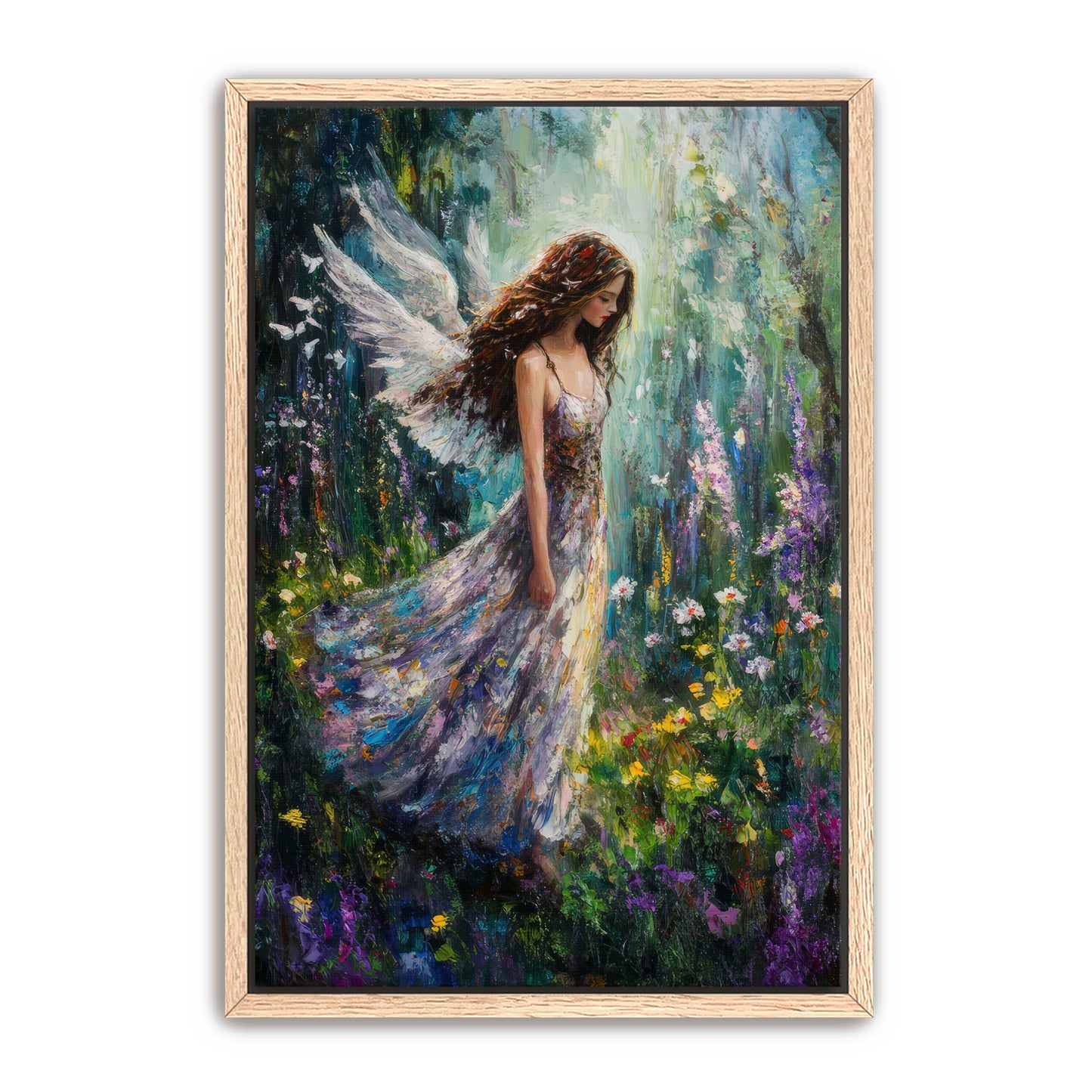 Flowers Meadow Angel Painting