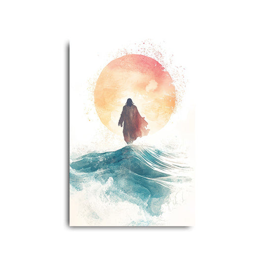Jesus Watercolor at Beach
