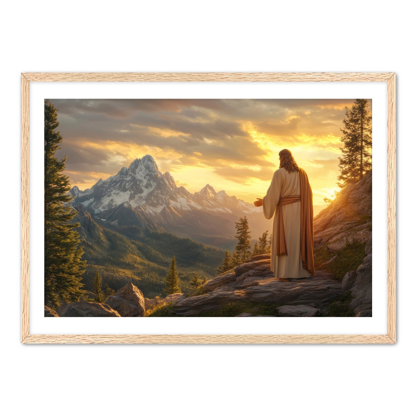 Jesus Overlooking Mountains