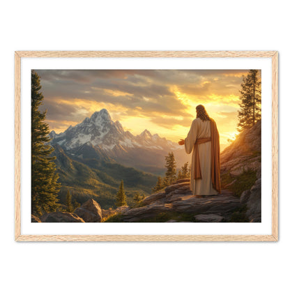 Jesus Overlooking Mountains