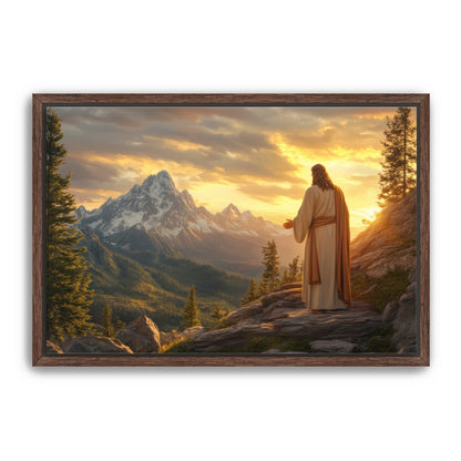 Jesus Overlooking Mountains