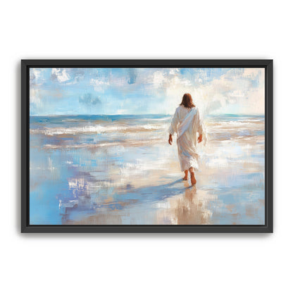 Jesus Walking Alone on Beach