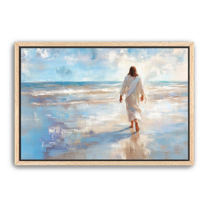 Jesus Walking Alone on Beach