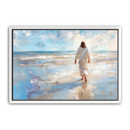Jesus Walking Alone on Beach