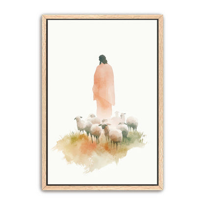 Jesus and Sheep Watercolor