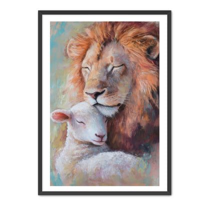 Lion Nuzzles Lamb