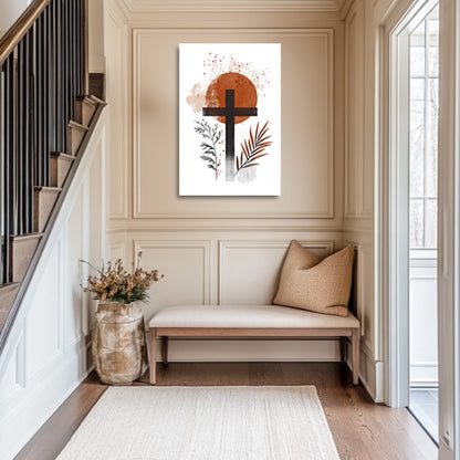 Modern Cross Print Orange Sun