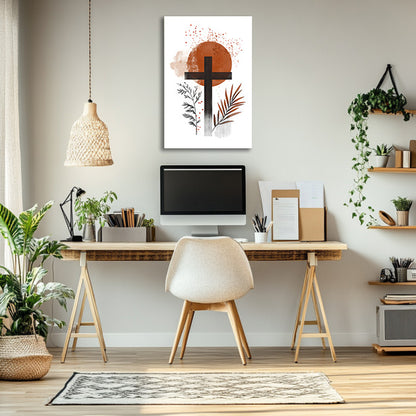 Modern Cross Print Orange Sun