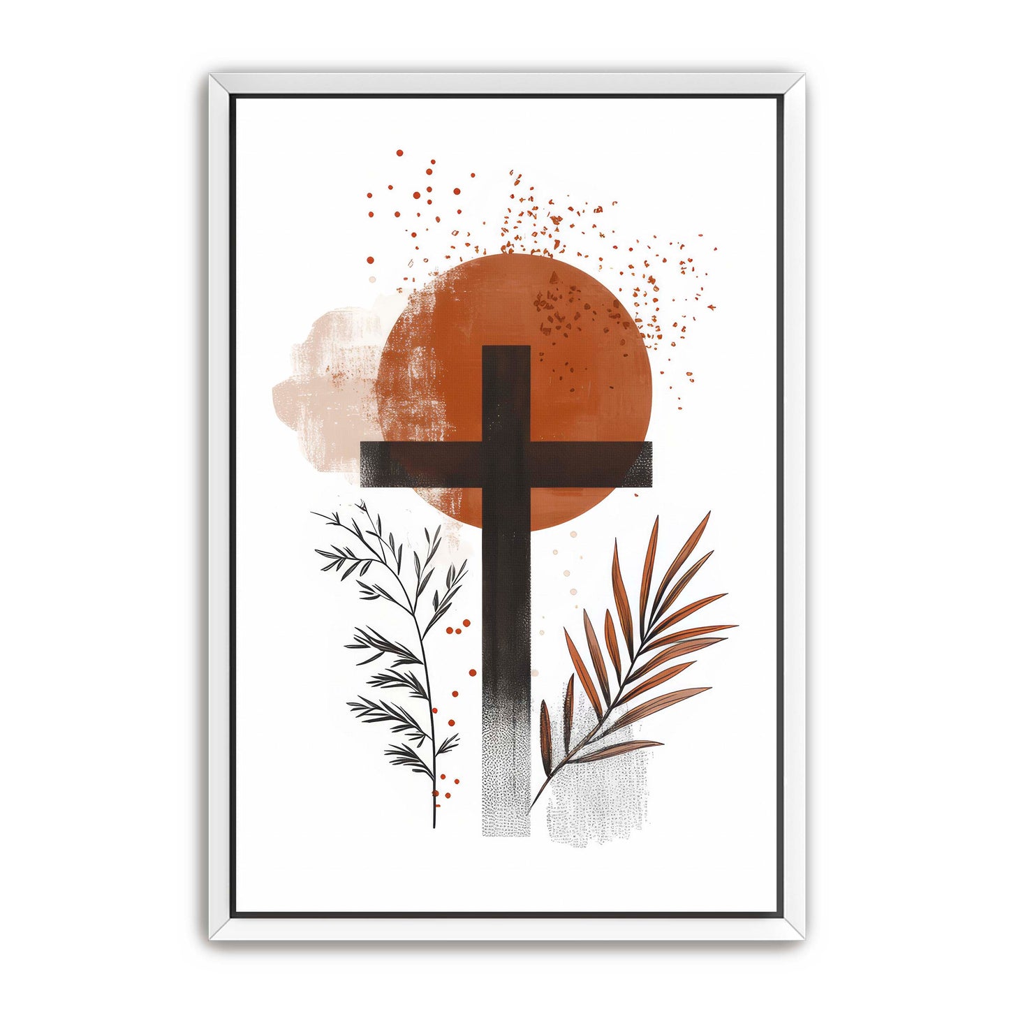 Modern Cross Print Orange Sun