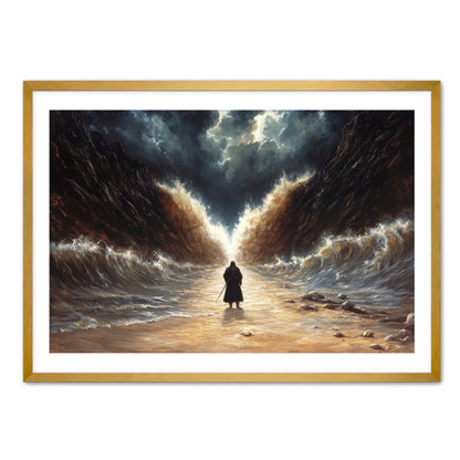 Moses Parting the Red Sea with Staff