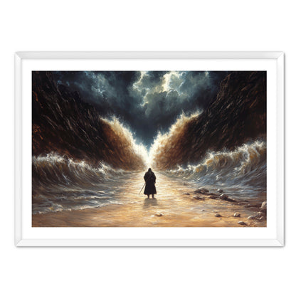 Moses Parting the Red Sea with Staff