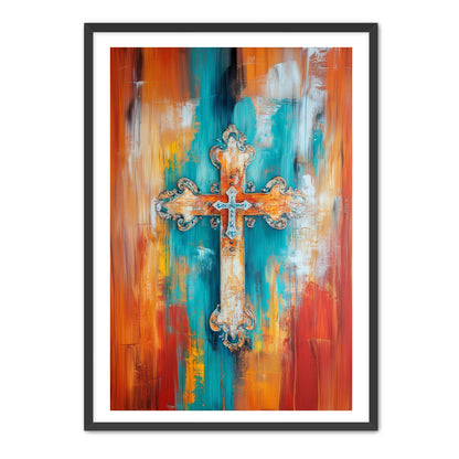 Multicolor Art Print of Cross