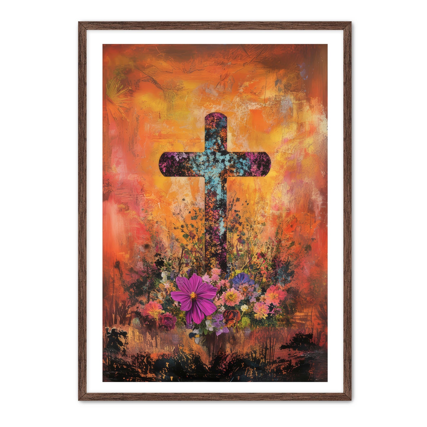 Orange Rustic Cross Print