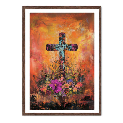 Orange Rustic Cross Print