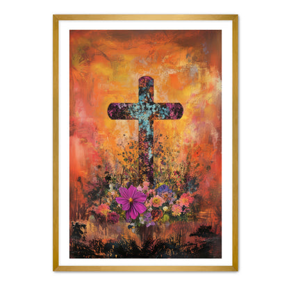 Orange Rustic Cross Print