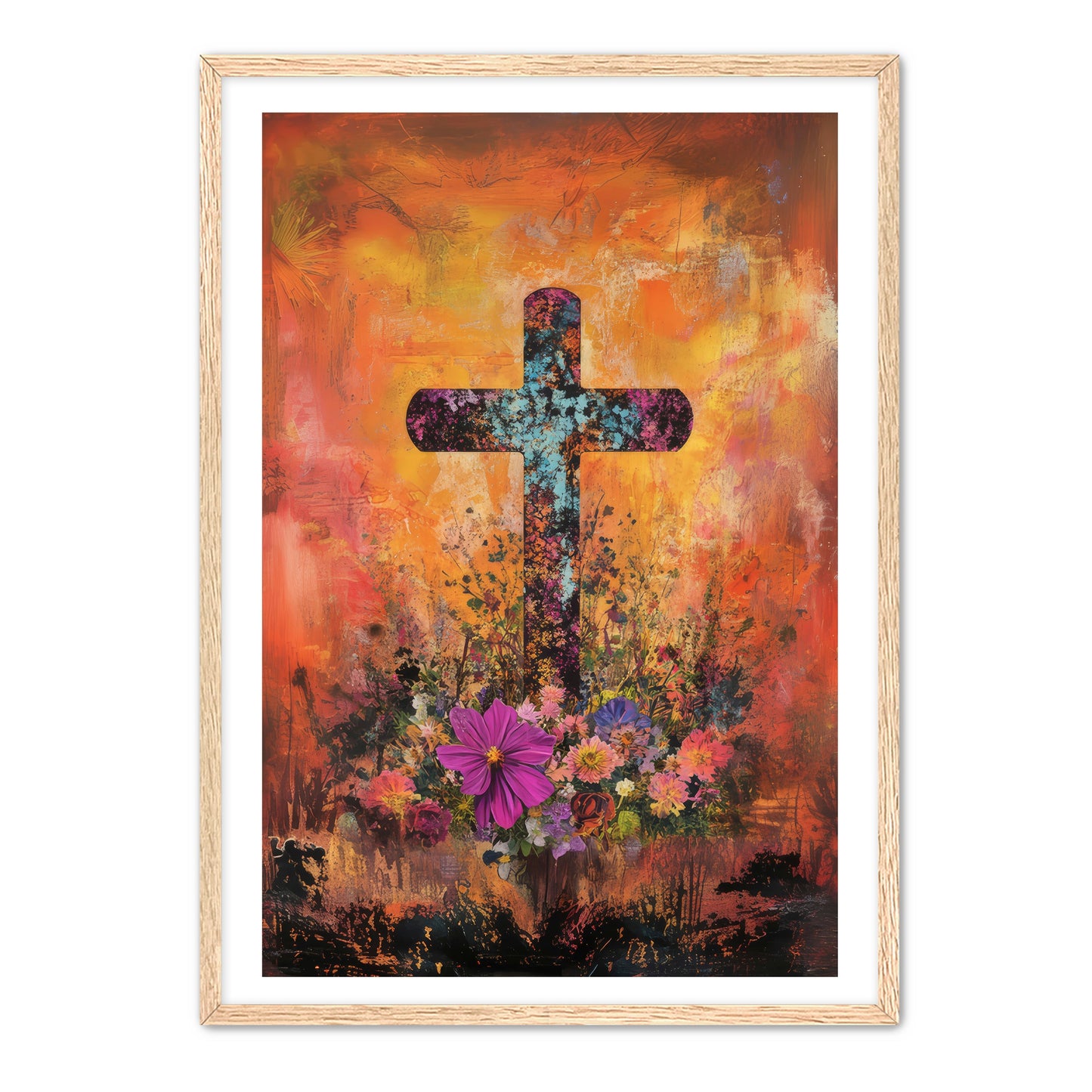 Orange Rustic Cross Print