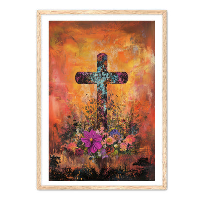 Orange Rustic Cross Print