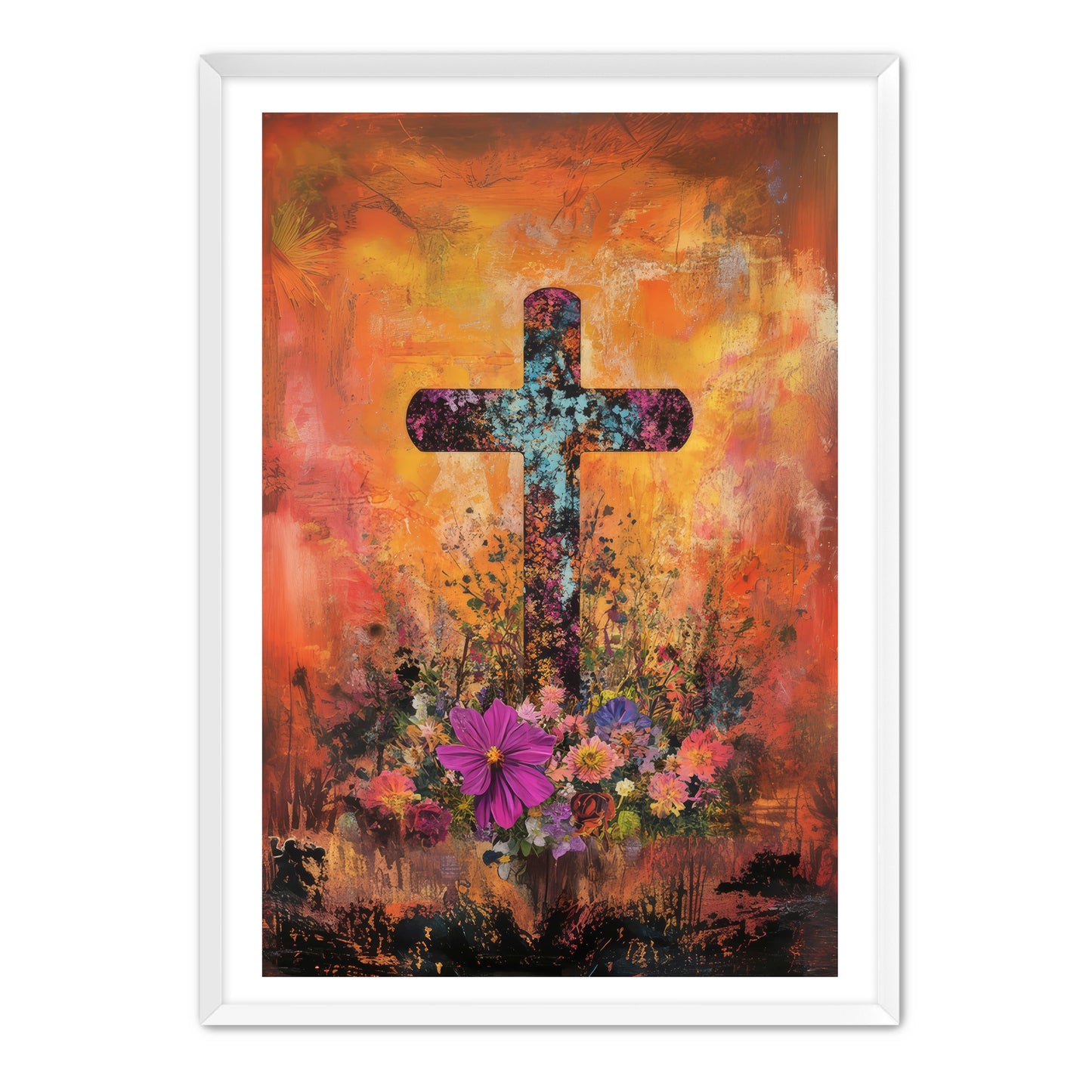 Orange Rustic Cross Print