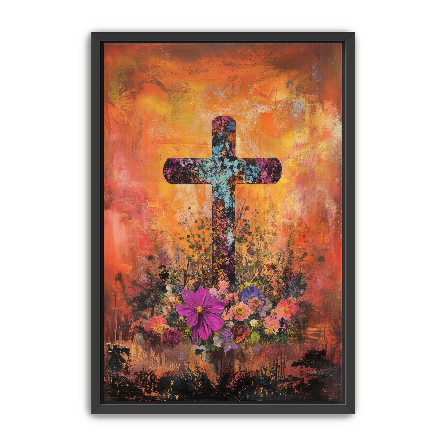 Orange Rustic Cross Print