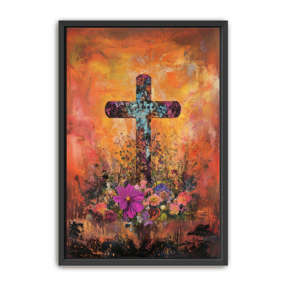 Orange Rustic Cross Print