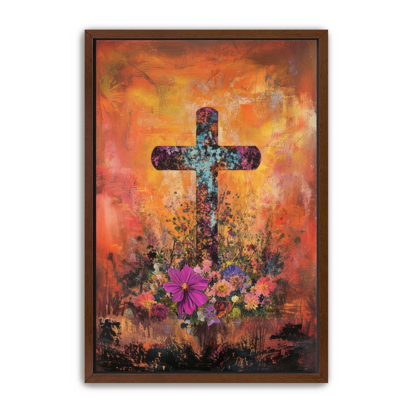 Orange Rustic Cross Print