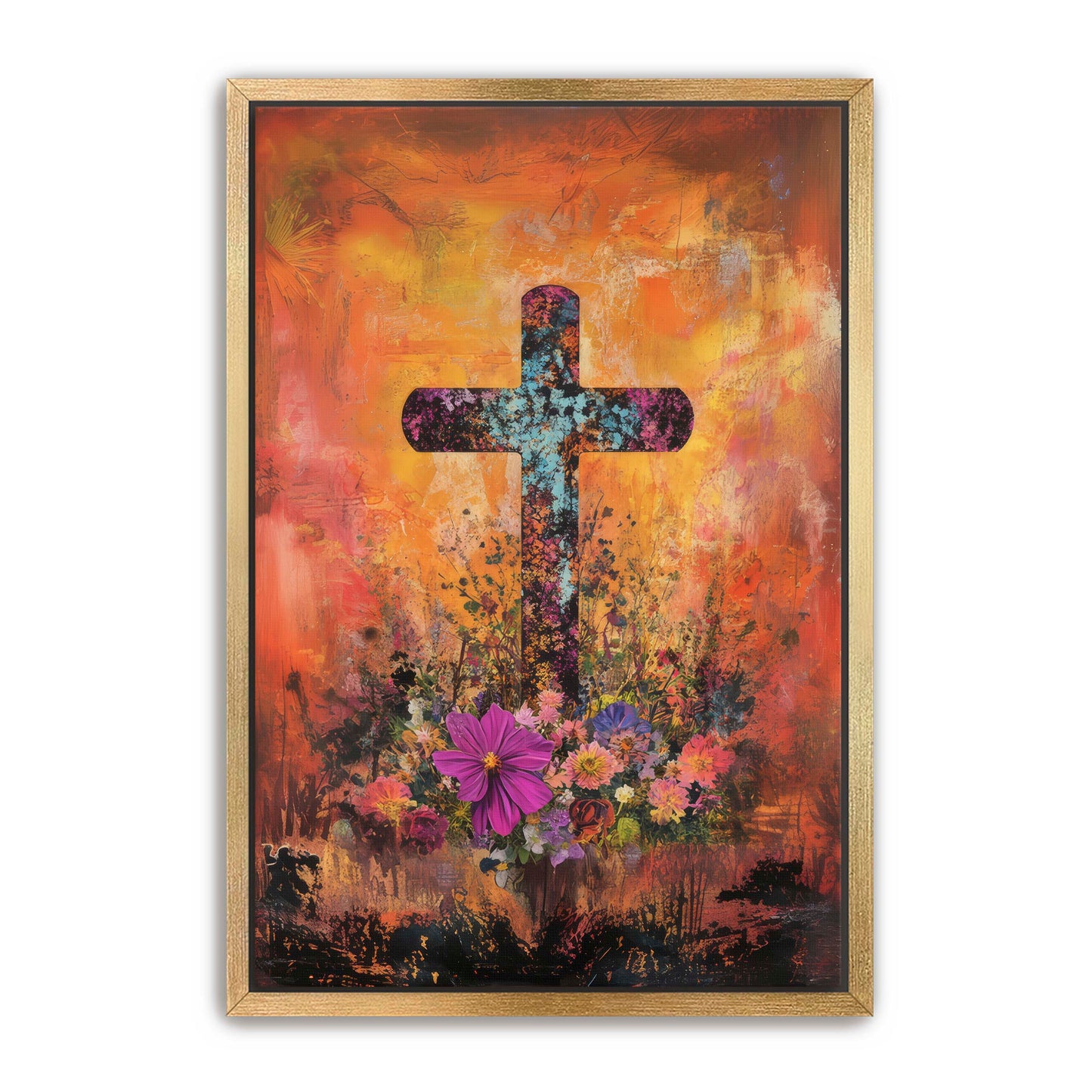 Orange Rustic Cross Print