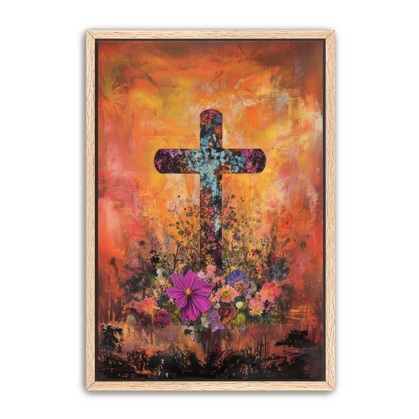 Orange Rustic Cross Print
