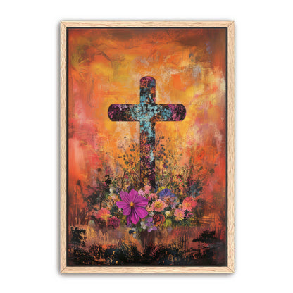 Orange Rustic Cross Print