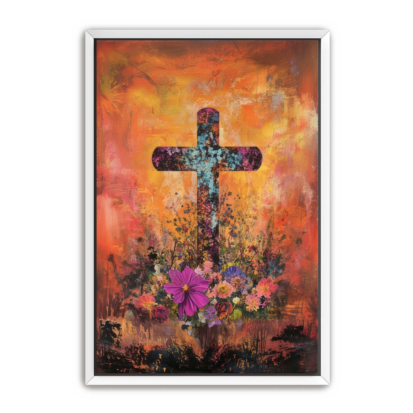 Orange Rustic Cross Print