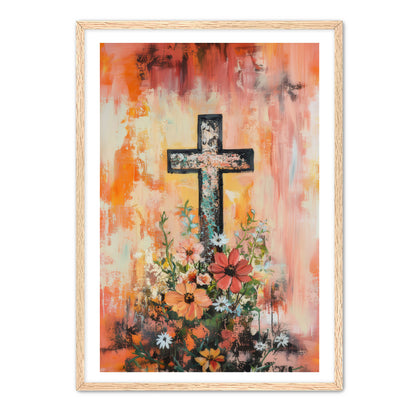 Simple Cross and Flowers