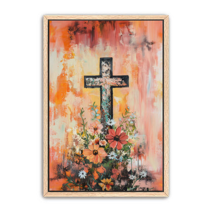 Simple Cross and Flowers