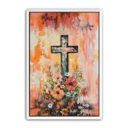 Simple Cross and Flowers