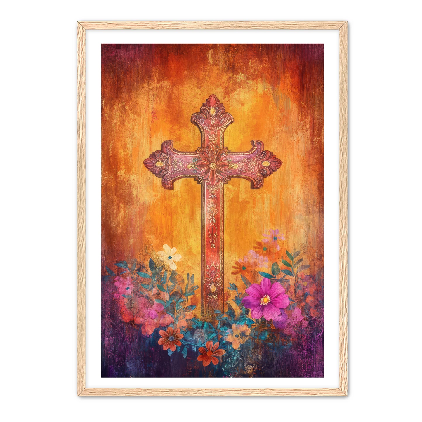 Stylish Boho Print of Christian Cross