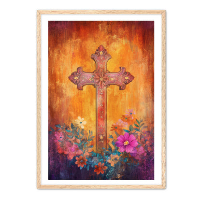 Stylish Boho Print of Christian Cross