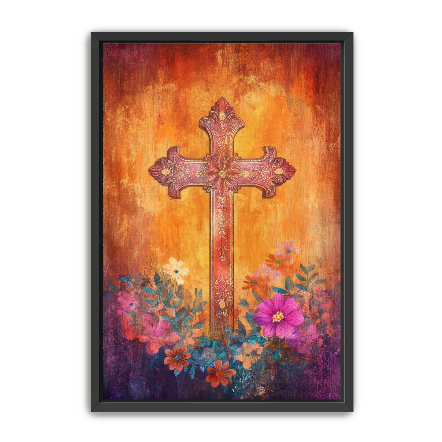 Stylish Boho Print of Christian Cross