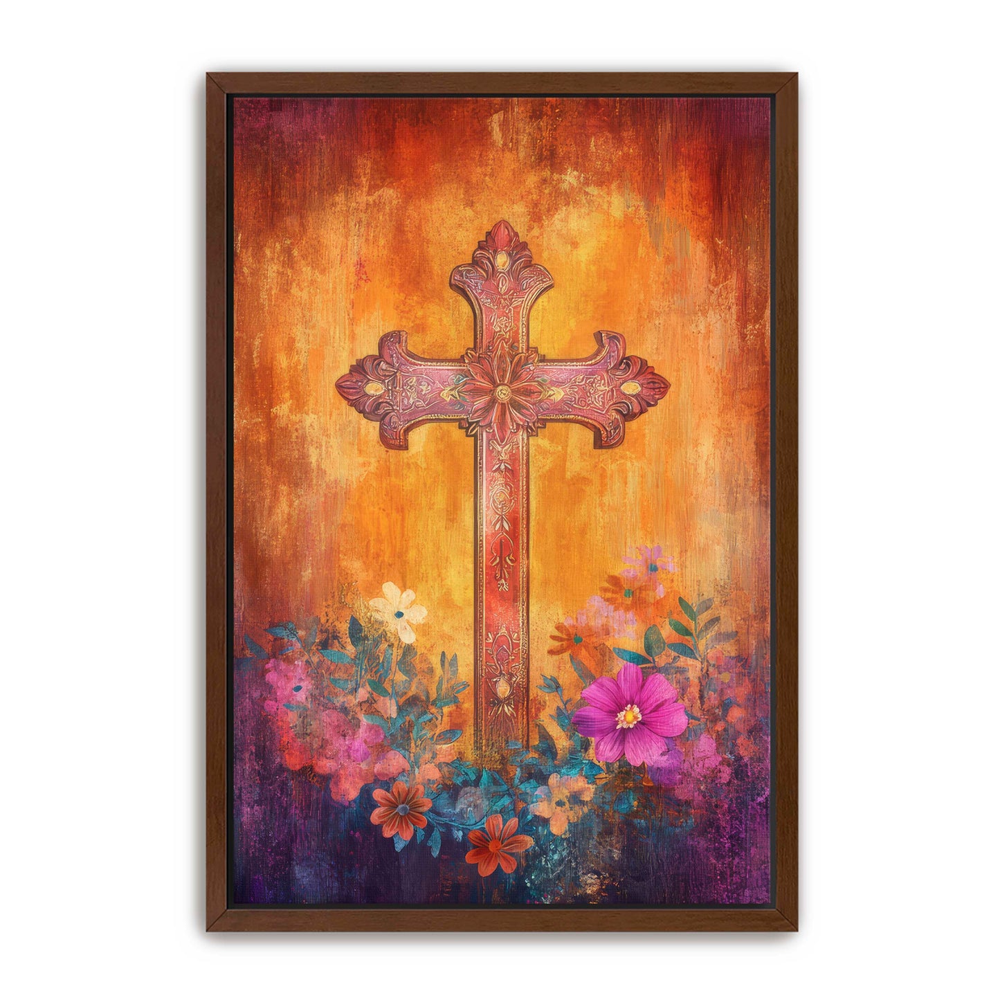 Stylish Boho Print of Christian Cross