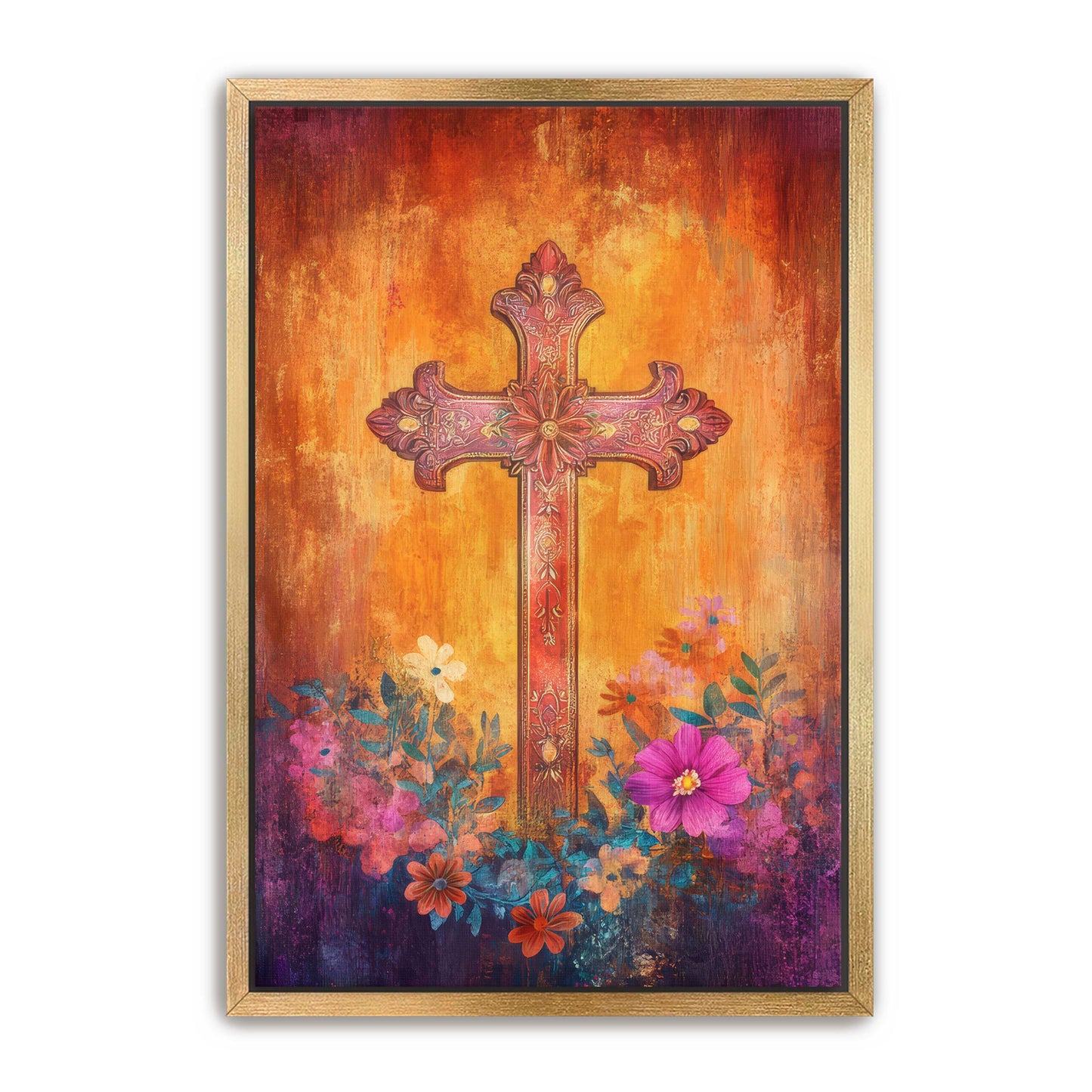 Stylish Boho Print of Christian Cross