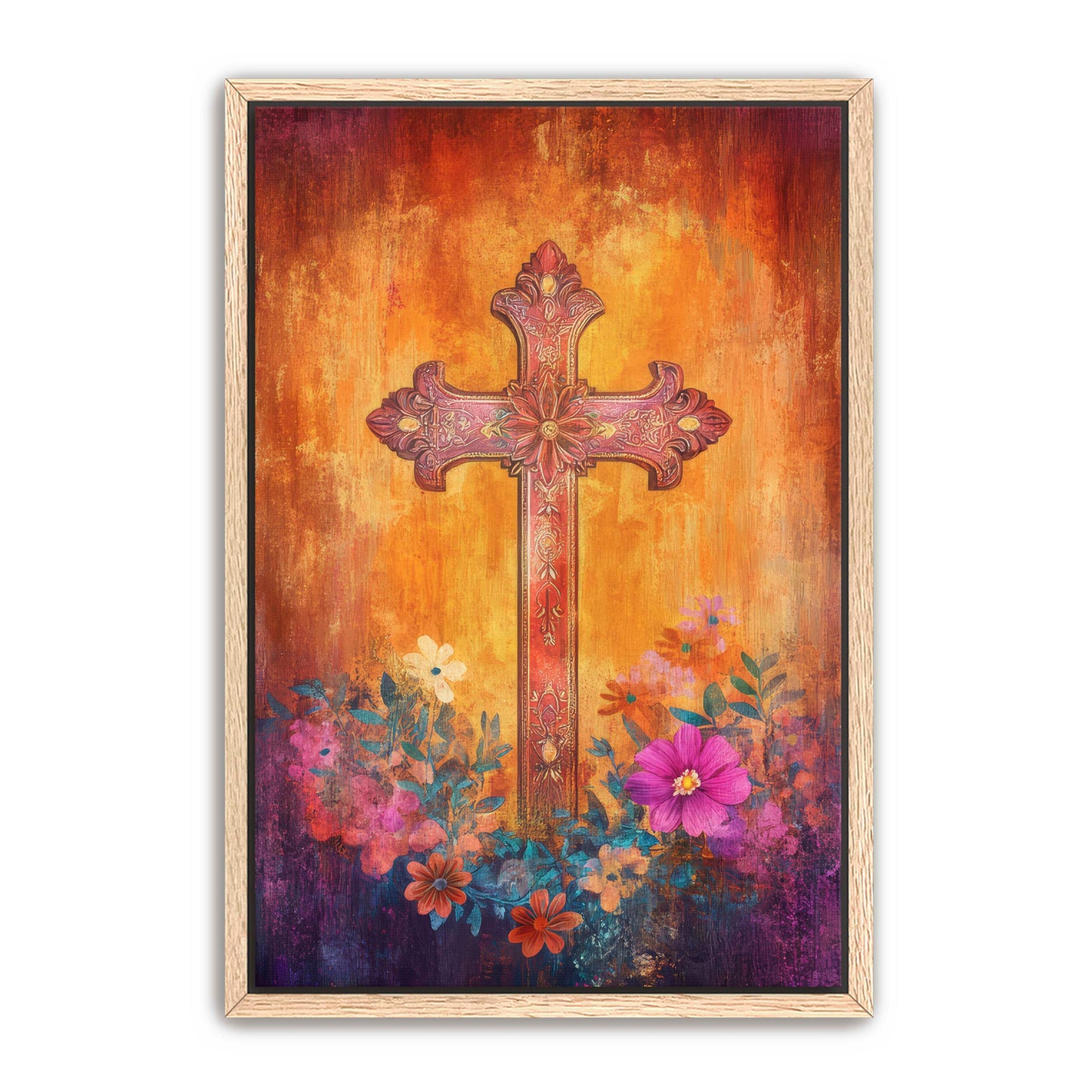 Stylish Boho Print of Christian Cross