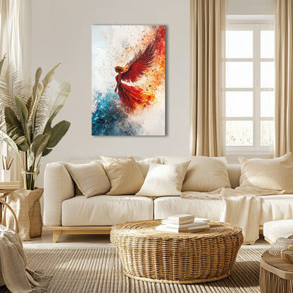 Watercolor Red and Blue Angel Painting