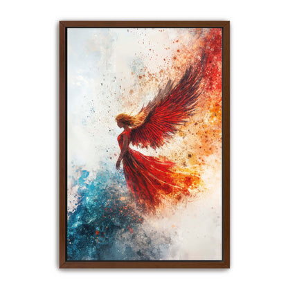 Watercolor Red and Blue Angel Painting
