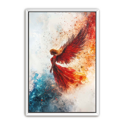 Watercolor Red and Blue Angel Painting
